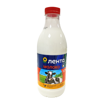 Молоко питьевое пастеризованное с м.д.ж. 3,2 %ТМ "ЛЕНТА", - 4 606 668 573 751