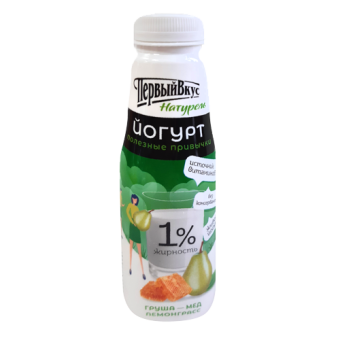 Йогурт, обогащенный витаминным комплексом ( А, Е ,D3, В6) с грушей, медом и лемонграссом, с мдж 1,0%, полимерная упаковка - 4 607 008 055 511