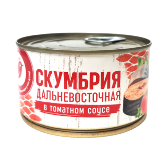Рыбные консервы стерилизованные "Скумбрия дальневосточная (куски) в томатном соусе" ТМ "Ашан" - 4 690 363 151 509