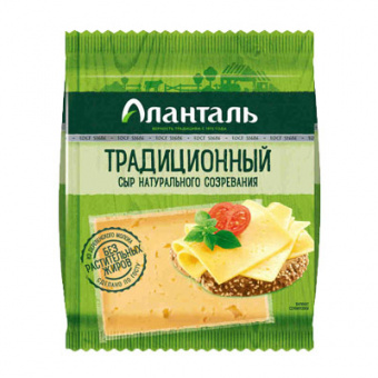 Сыр "Традиционный" ТМ "Аланталь", м.д.ж. 50%, в полиэтиленовой упаковке, 240 г. - 