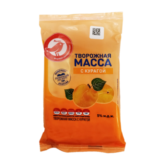 Масса творожная с курагой, м.д.ж. 5,0% ТМ "Ашан" - 4 690 363 162 499