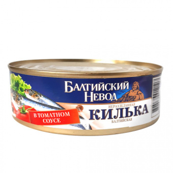 Консервы рыбные "Килька балтийская неразделанная в томатном соусе" - 4606180012107