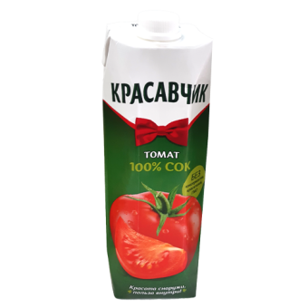 Сок томатный восстановленный с мякотью, солью и сахаром, ТМ " Красавчик" - 4 607 026 019 632