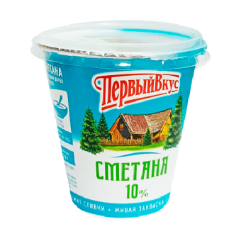 Сметана с м.д.ж. 10% ТМ "Первый вкус" - 4 607 008 057 188