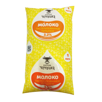 Молоко цельное питьевое пастеризованное с м.д.ж. 3,2% ТМ "Корова Чернушка" - 4 603 738 735 006