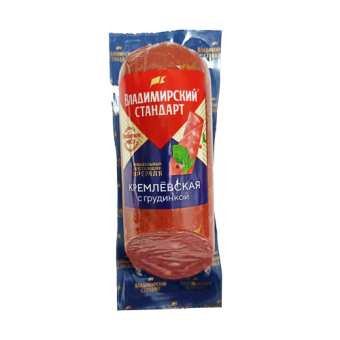 Колбаса полукопченая "Кремлевская с грудинкой" категории В, ТМ "Владимирский стандарт" - 4 607 100 235 774