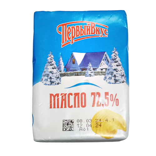 Масло сливочное "Крестьянское" ТМ "Первый Вкус" с м.д.ж. 72,5%, высший сорт
