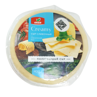 Сыр сливочный с м.д.ж. в сухом веществе 50% ТМ "О`кей" - 4 610 116 000 557